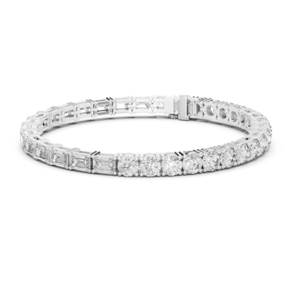 Round & Emerald Cut Diamond Tennis Bracelet | Luxury Elegance Style
