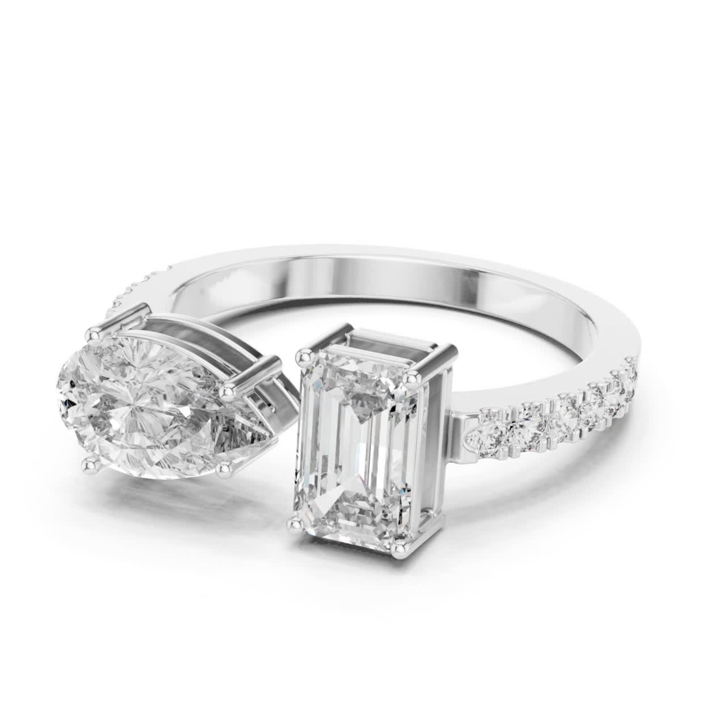 Pear and Emerald Cut Diamond Toi Et Moi Ring | You, Me & Forever