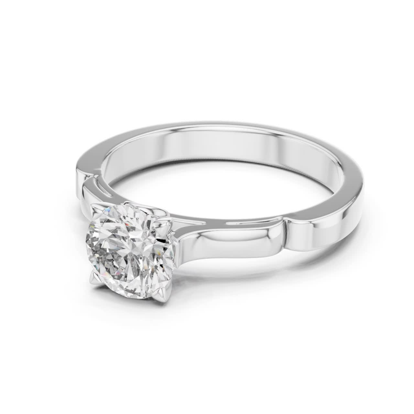 Round Diamond Structured Band Ring | 18K Gold Jewelry