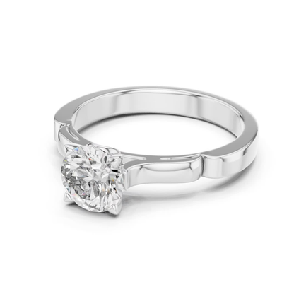 Round Diamond Structured Band Ring | 18K Gold Jewelry