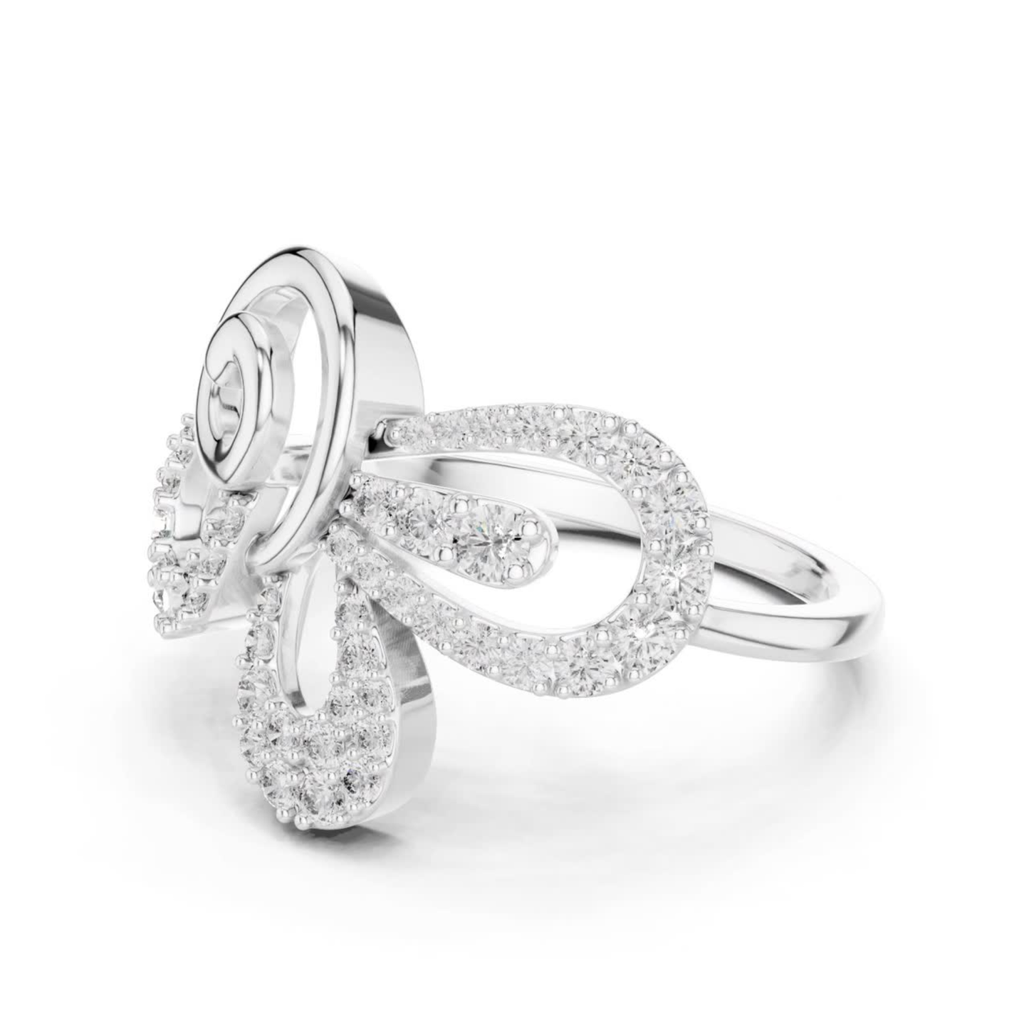Elegant Diamond Swirl Open Ring | Luxury Contemporary Style