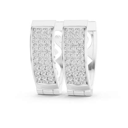 Rectangular Pave Diamond Hoop Earrings | Modern Luxe Brilliance