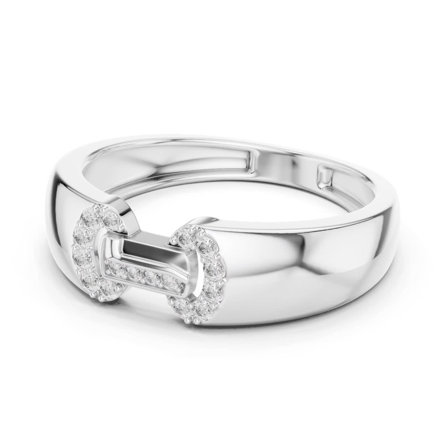 Luxury Diamond Buckle Band | Modern White Gold Style