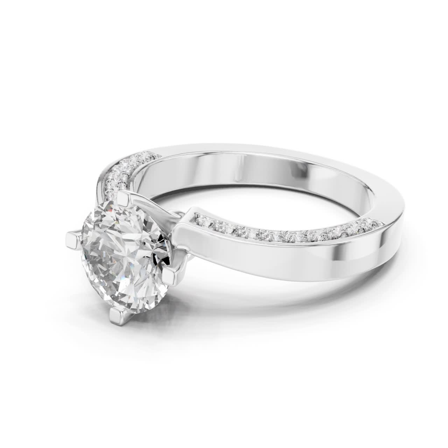 Round Cut Diamond Bypass Engagement Ring | Modern Luxury Style