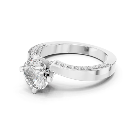 Round Cut Diamond Bypass Engagement Ring | Modern Luxury Style