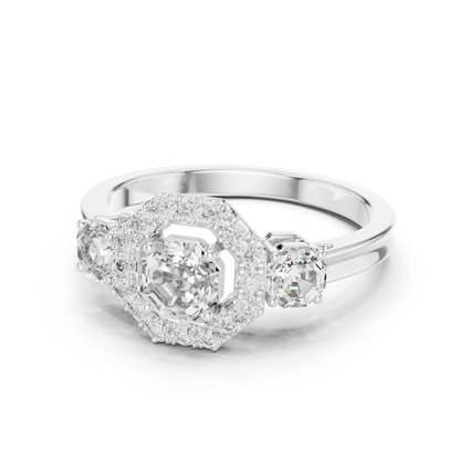 Octagon Halo Three Diamond Band Ring | Eight Sides of Brilliance
