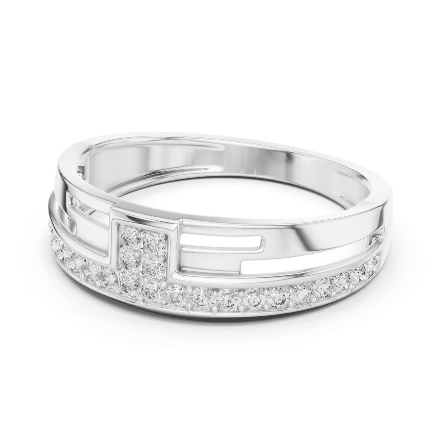 Round Diamond Channel Set Wedding Band | Modern Luxury Style