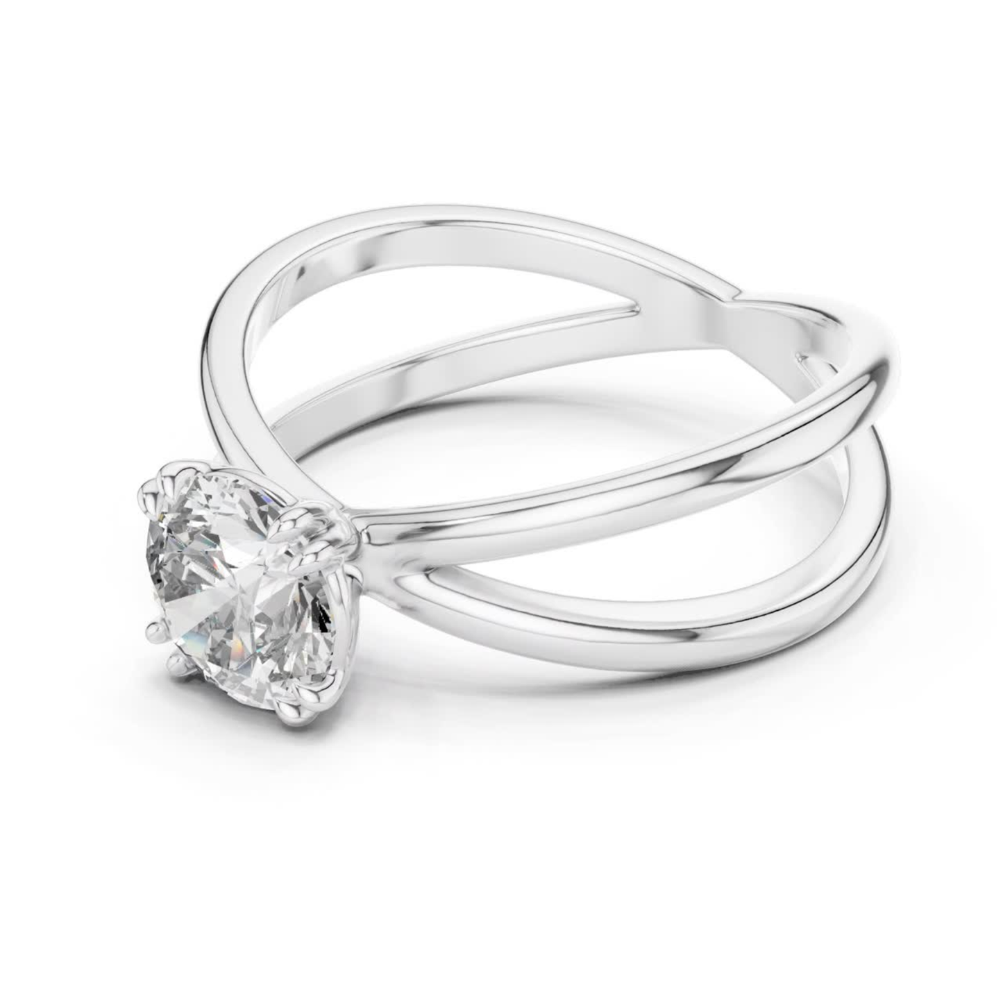 Round Diamond Criss Cross Band Ring | Where Brilliance Intertwines