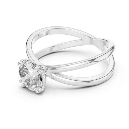 Round Diamond Criss Cross Band Ring | Where Brilliance Intertwines