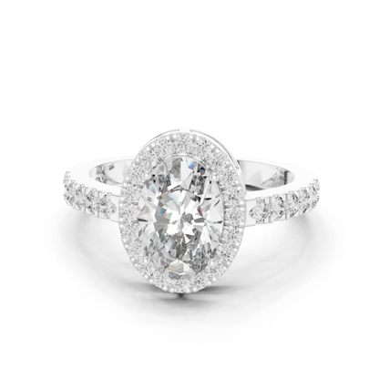 Oval Center Diamond Halo Ring | Crowned in Pure Brilliance