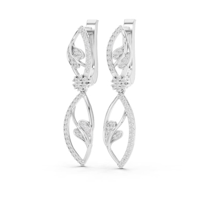 Floral Leaf Diamond Drop Earrings | Elegant Nature Inspired Luxury