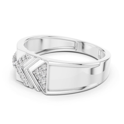 Luxury Round Diamond Chevron Band | Modern Statement Style