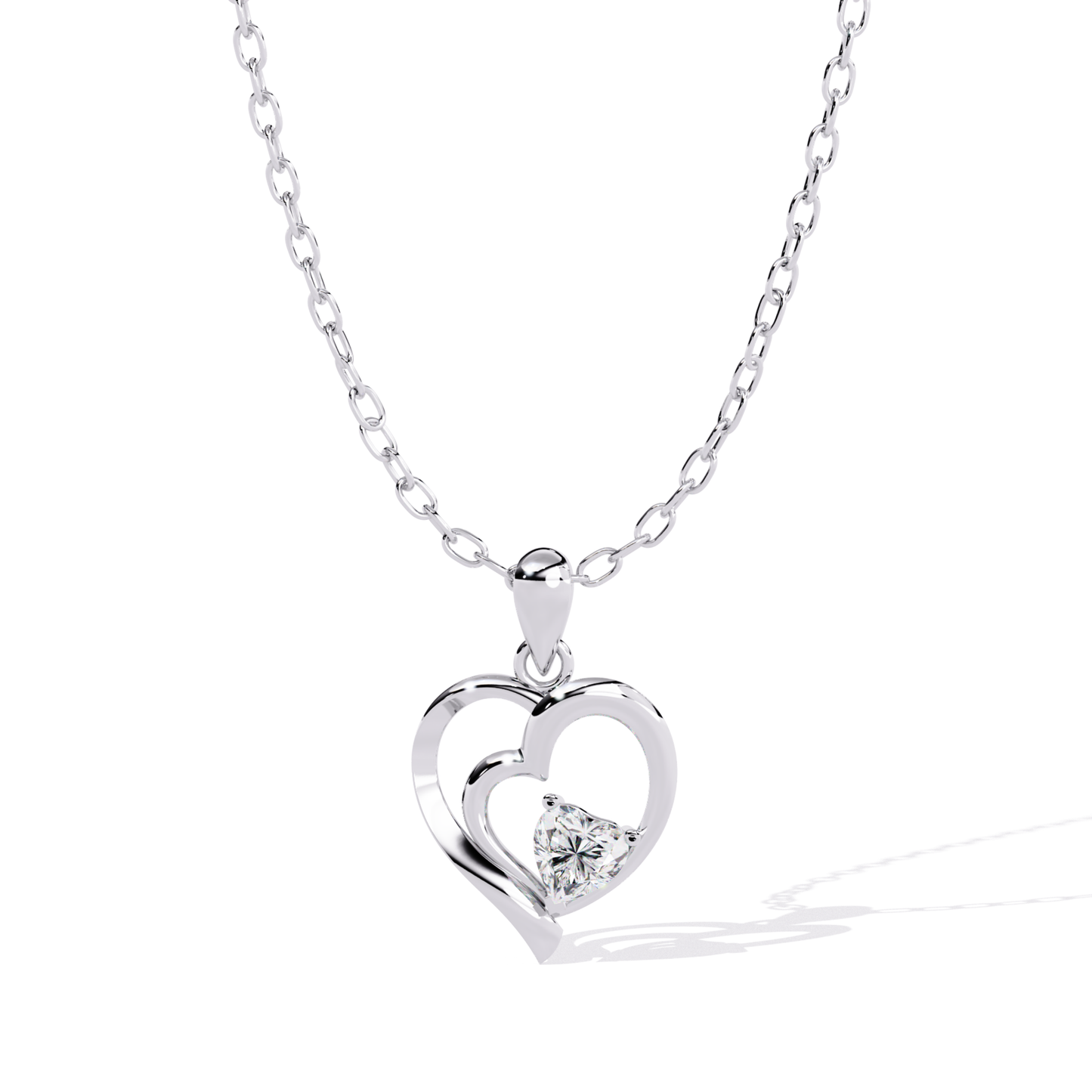 Open Style Heart Diamond Pendant