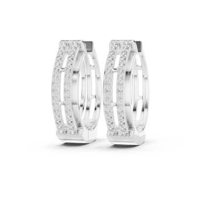 Rectangular Diamond Hoop Earrings with Double Row Brilliance | Modern Luxury