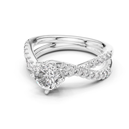 Round Cut Diamond Criss Cross Engagement Ring | Luxury Bridal Style