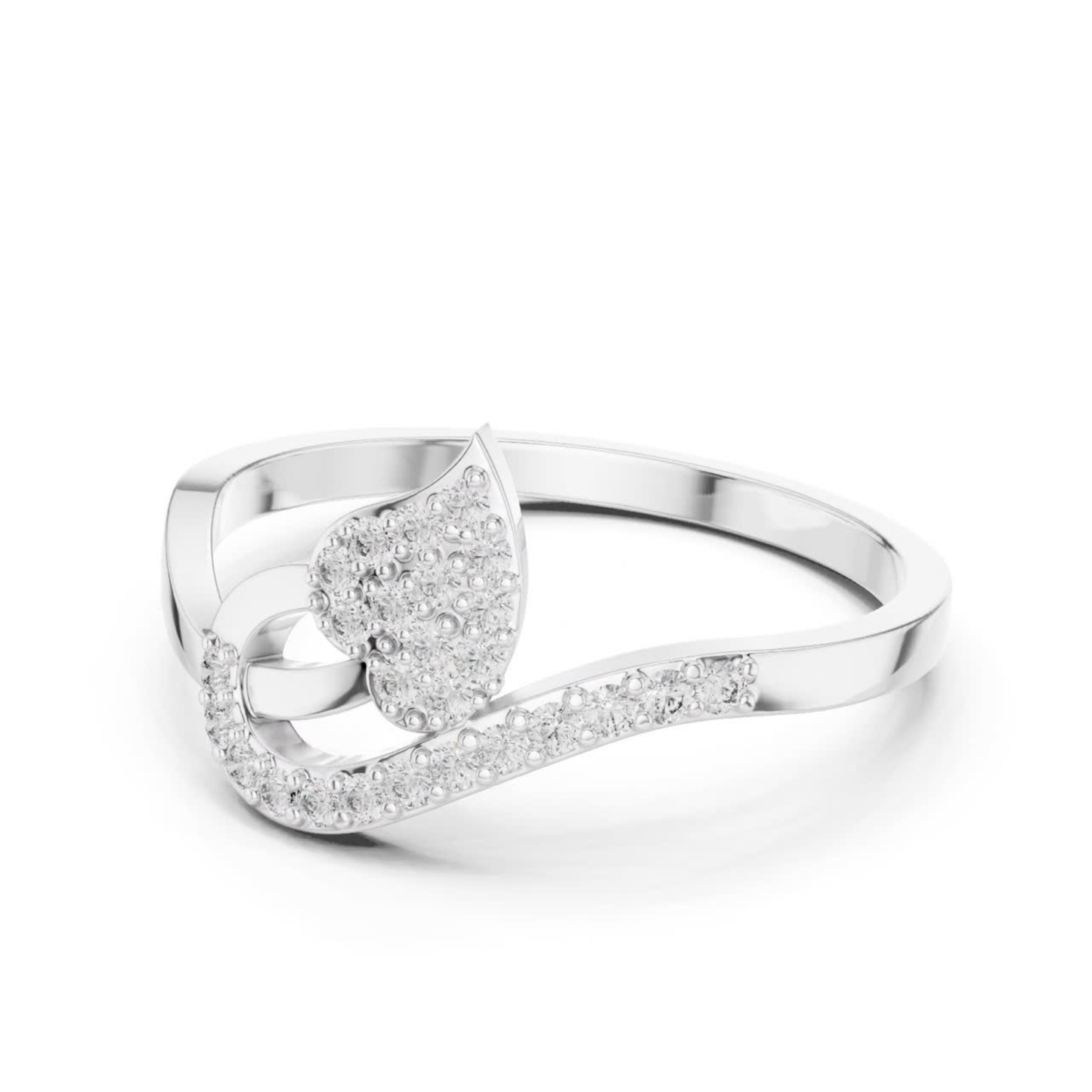 Elegant Leaf Diamond Open Ring | Nature Inspired Luxury Style