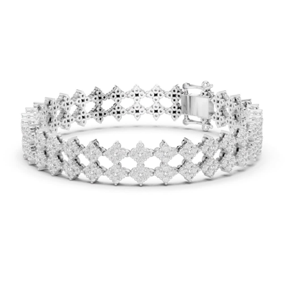 Luxury Diamond Tennis Bracelet | Elegant Floral White Gold Style