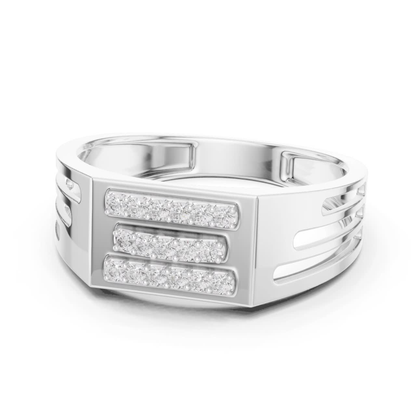 Round Cut Triple Row Men's Diamond Band | Modern Luxury Style