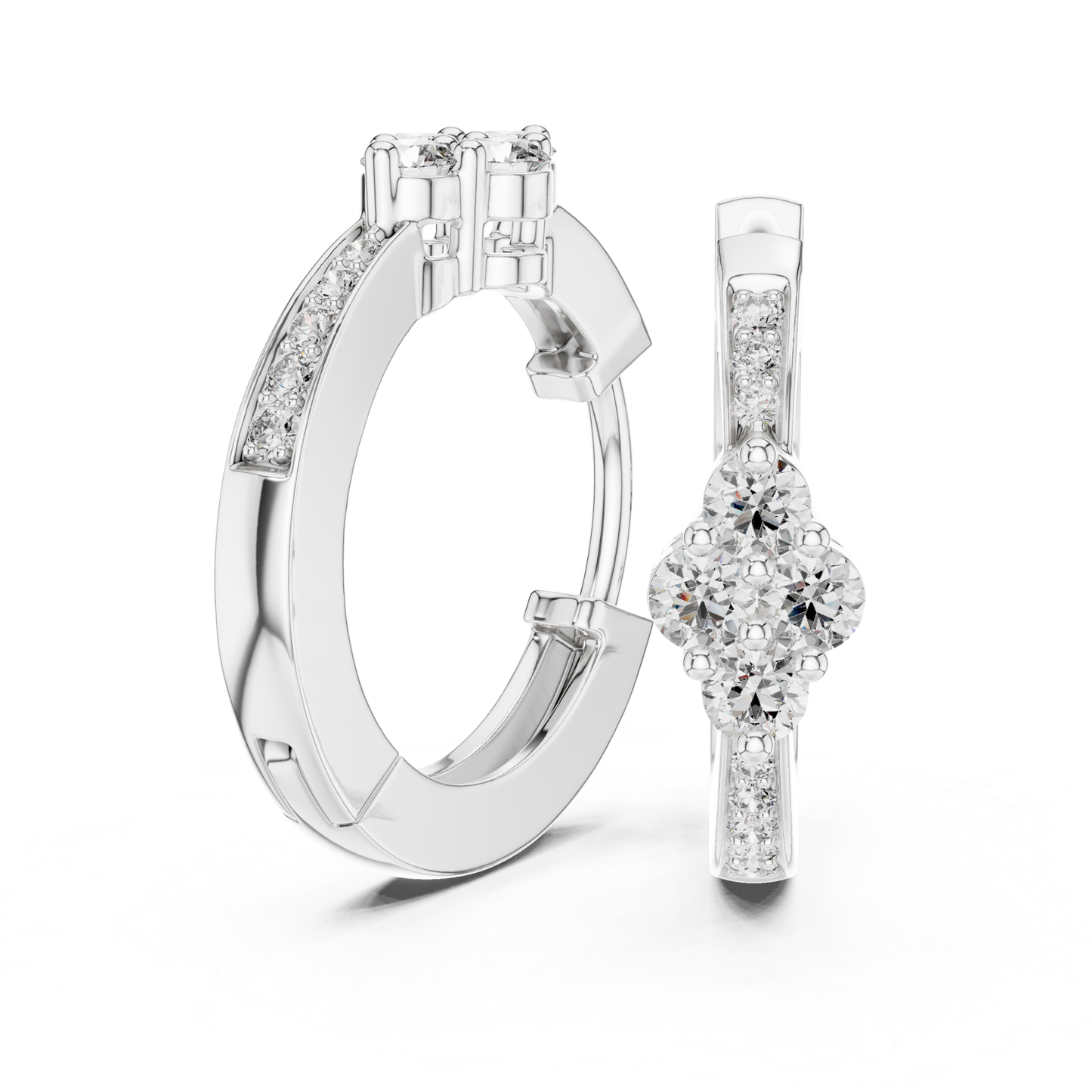 Floral Diamond Hoop Earrings with Round Brilliant Cluster Detail | Eternal Bloom