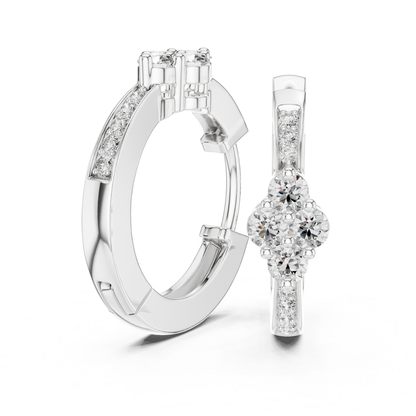 Floral Diamond Hoop Earrings with Round Brilliant Cluster Detail | Eternal Bloom