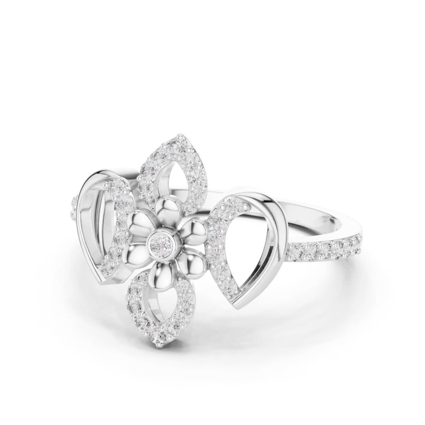 Floral Diamond Open Ring | Elegant Luxury Flower Style