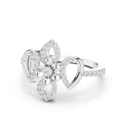 Floral Diamond Open Ring | Elegant Luxury Flower Style
