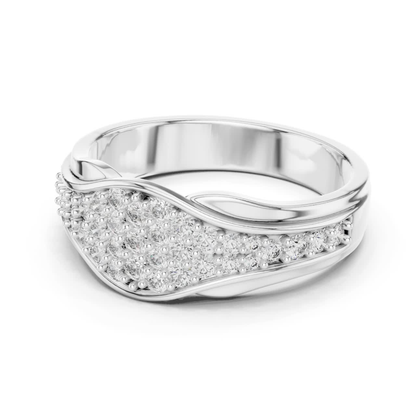 Round Diamond Cluster Wave Band | Elegant Luxury Style