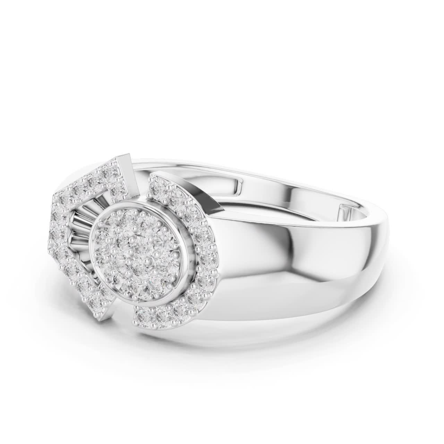 Round Diamond Geometric Statement Ring | Modern Luxury Style