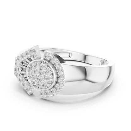 Round Diamond Geometric Statement Ring | Modern Luxury Style