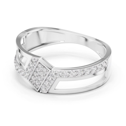 Luxury Geometric Diamond Open Ring | Modern White Gold Style