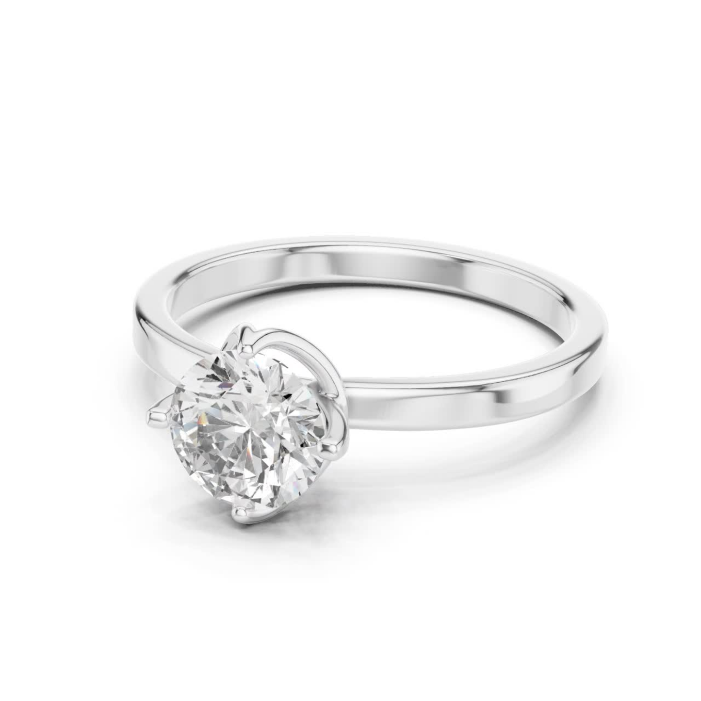 Round Diamond Heart Prong Ring | 18K Gold Fine Jewelr
