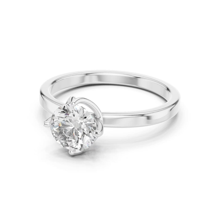 Round Diamond Heart Prong Ring | 18K Gold Fine Jewelr