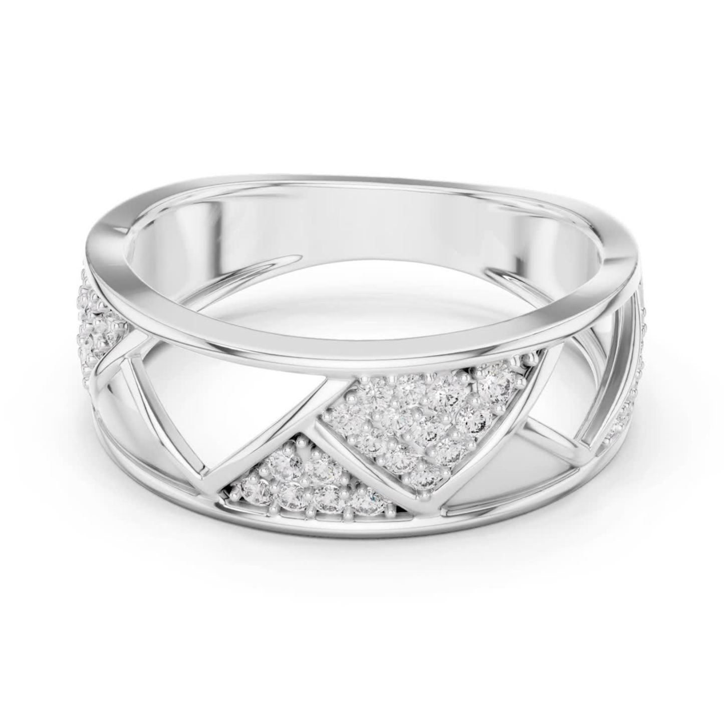 Round Diamond Open Triangle Ring | Modern Luxury Style