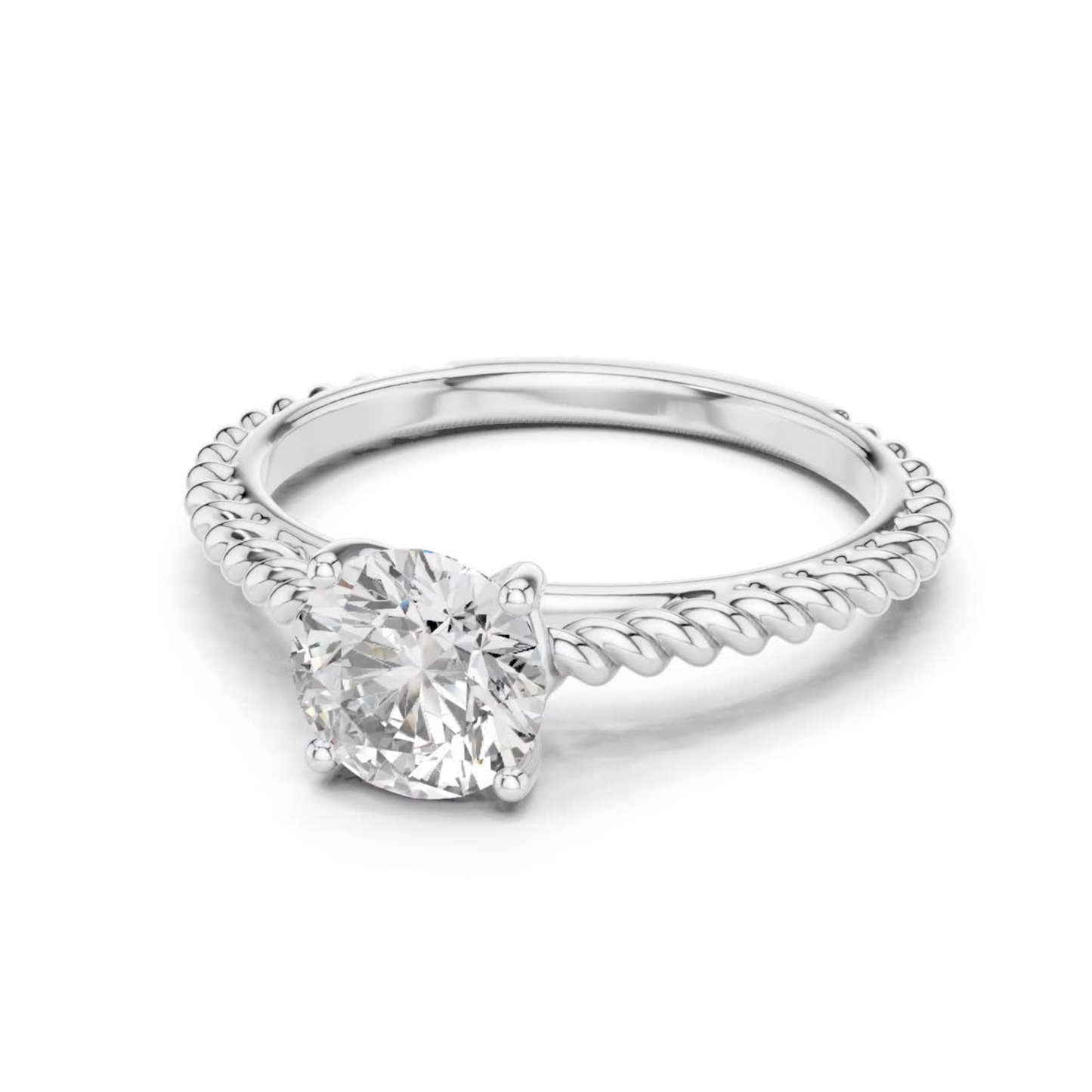 Round Diamond Rope Band Ring | 18K Gold Fine Jewelry