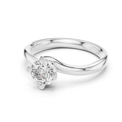 Round Cut Twist Solitaire Diamond Ring | Elegant Modern Style