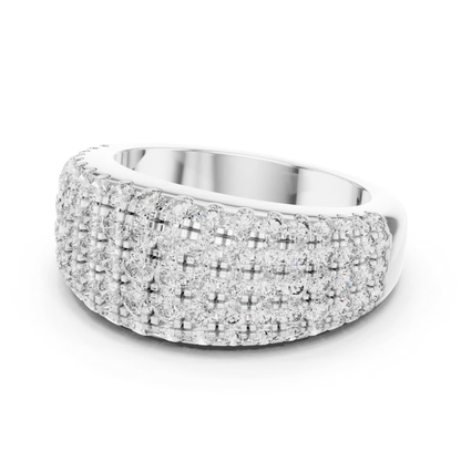 Luxury Multi Row Diamond Ring | Round Brilliant Sparkle