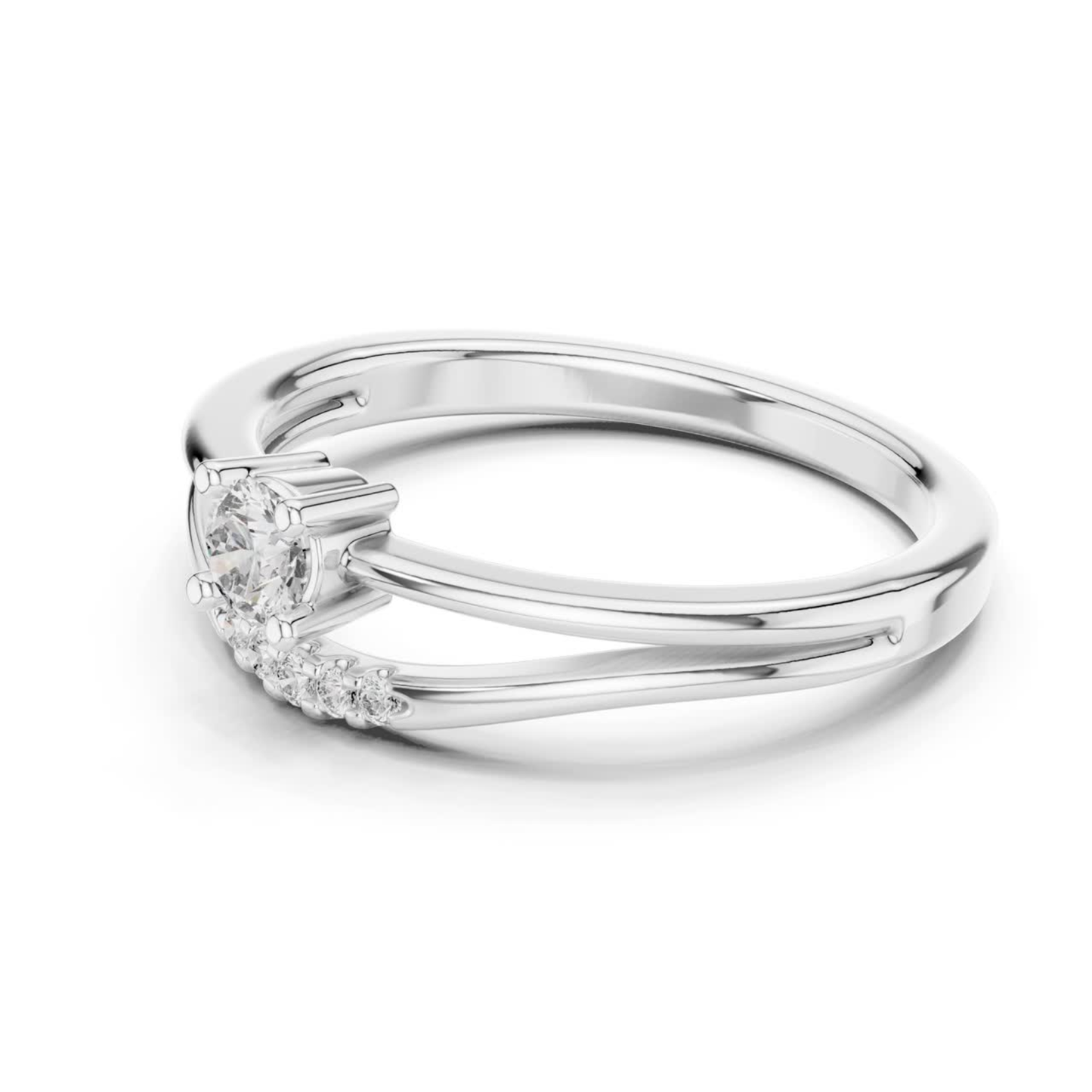 Round Cut Diamond Chevron Ring | Elegant Minimal Luxury Style
