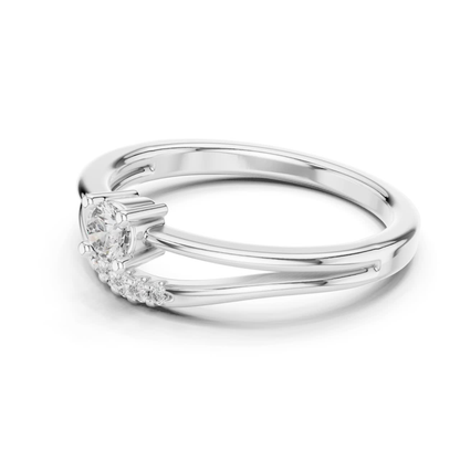 Round Cut Diamond Chevron Ring | Elegant Minimal Luxury Style