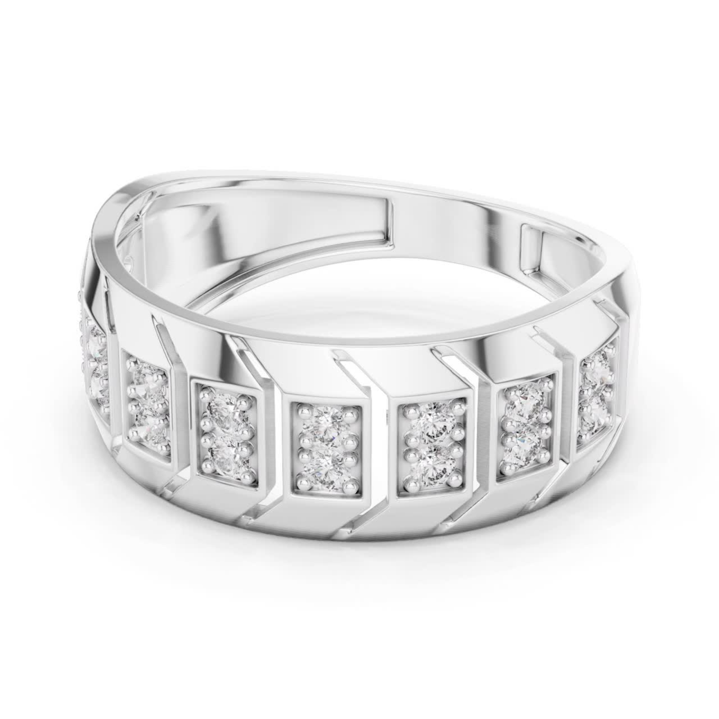 Round Diamond Men's Band | Modern Luxury Wedding Style