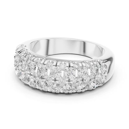 Multi Row Diamond Ring with Round Brilliant Elegance | Timeless Luxury