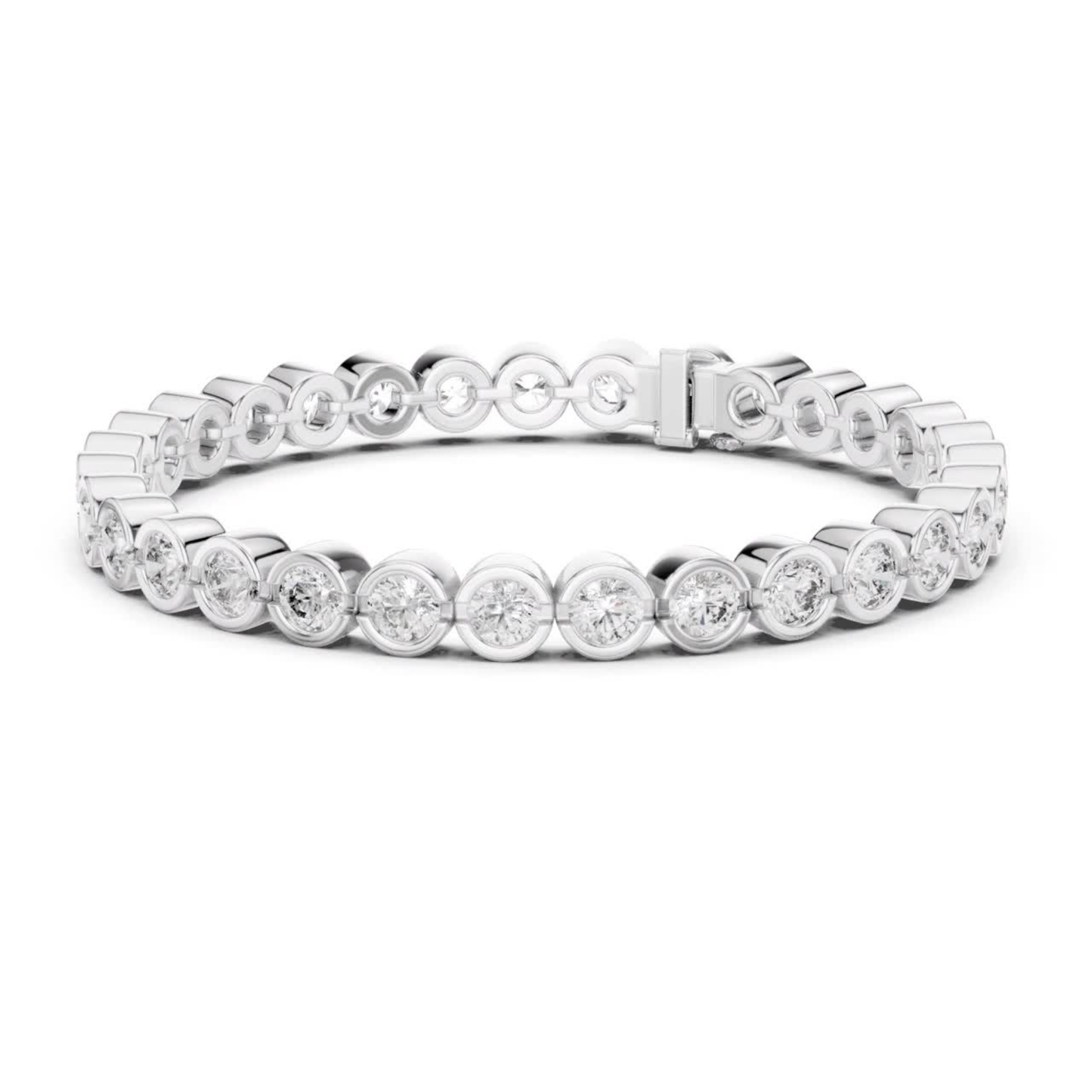 Round Bezel Set Diamond Tennis Bracelet | Modern Luxury Style