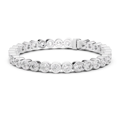 Round Bezel Set Diamond Tennis Bracelet | Modern Luxury Style