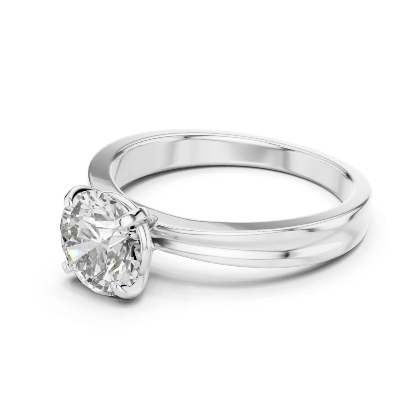Round Diamond Solitaire Band Ring | 18K Gold Jewelry