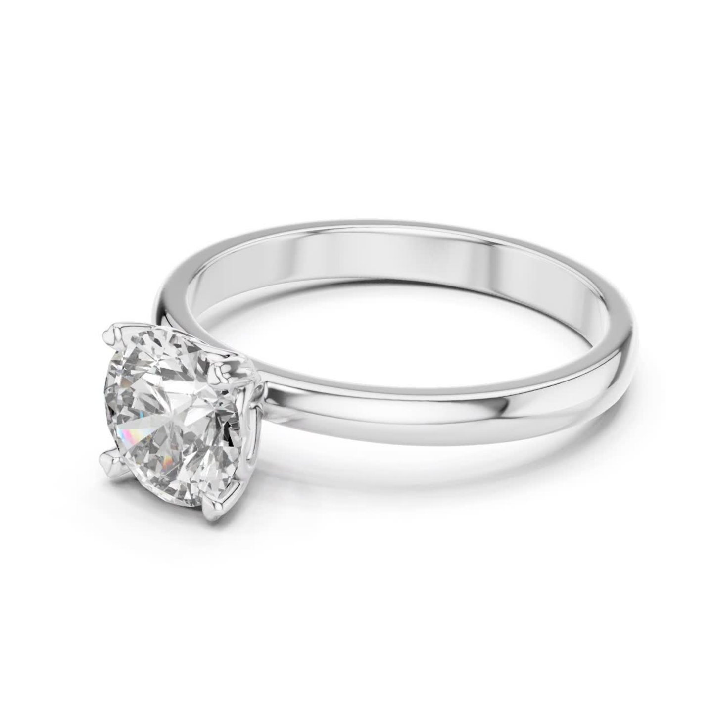 Round Diamond Simple Band Ring | 18K Gold Fine Jewelry