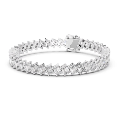 Emerald Cut Diamond Tennis Bracelet | Luxury White Gold Style