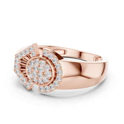 Round Diamond Geometric Statement Ring | Modern Luxury Style