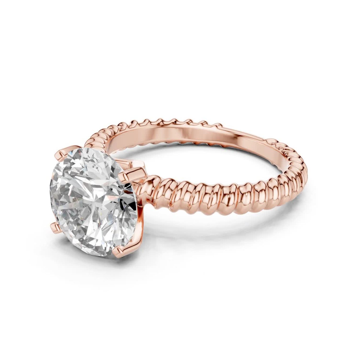 Round Diamond Rope Texture Ring | Twisted in Pure Brilliance