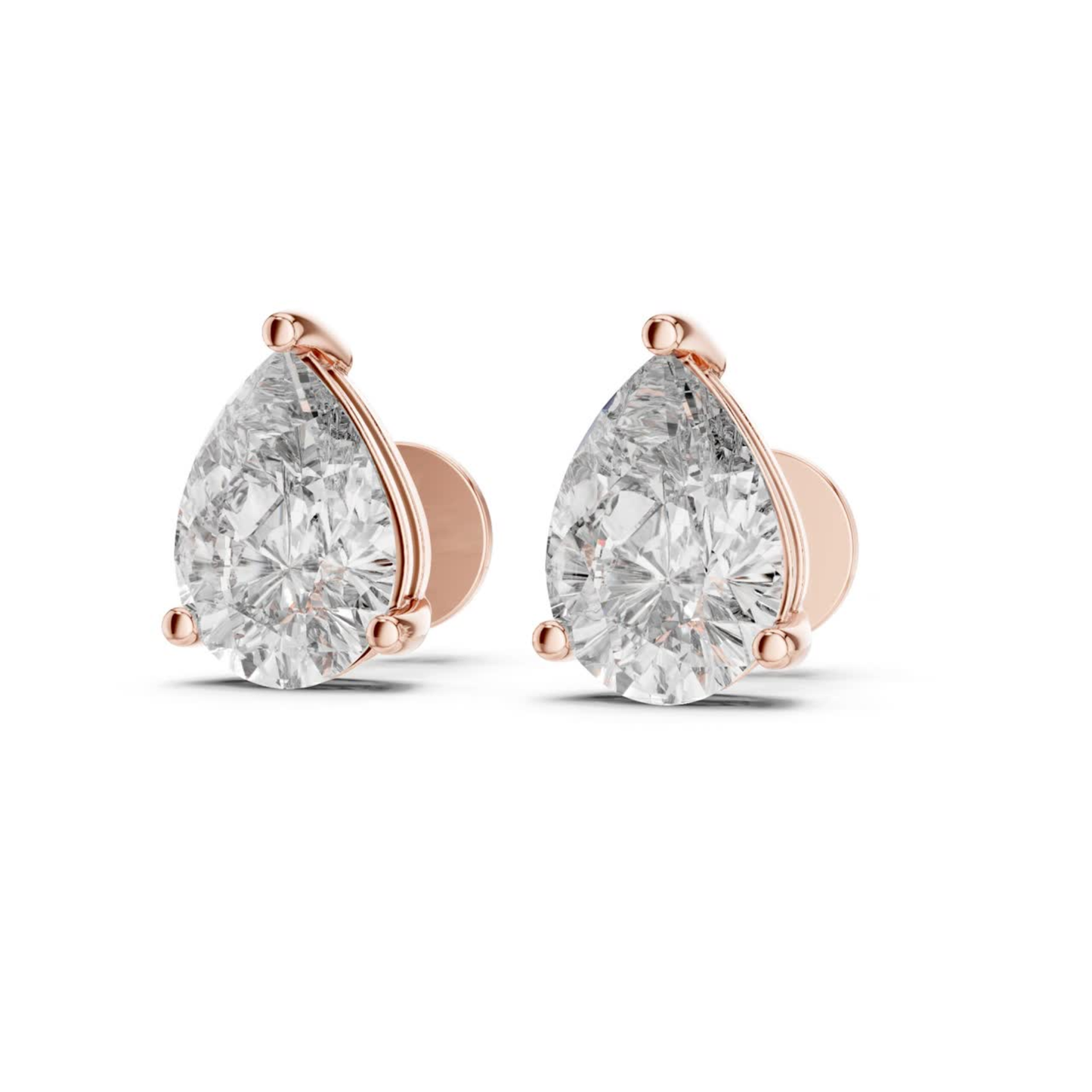 Pear Shape Diamond Stud Earrings | Prong Setting 18K Gold