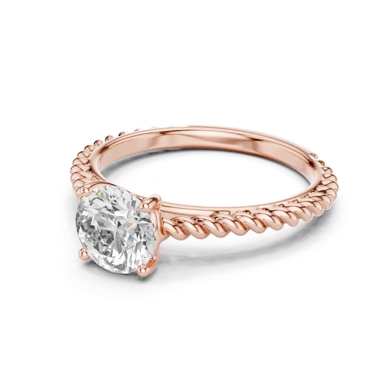 Round Diamond Rope Band Ring | 18K Gold Fine Jewelry