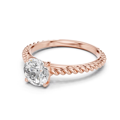 Round Diamond Rope Band Ring | 18K Gold Fine Jewelry